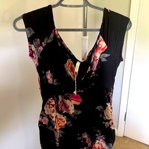 Pink Blush black and flower high low maternity dress